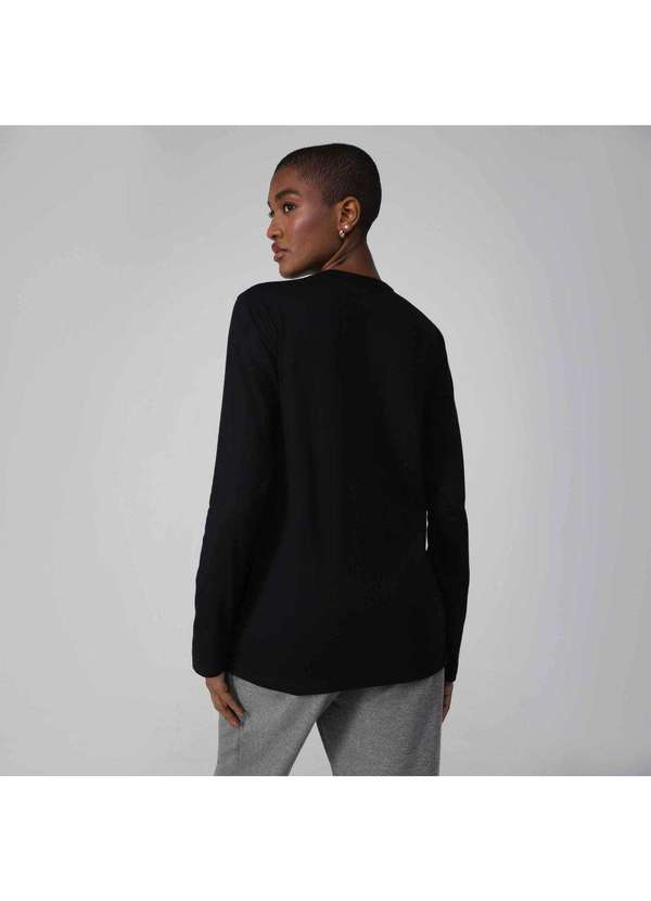Basicamente - Camiseta Feminina Manga Longa Uv Preto 3