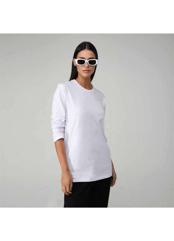 Basicamente - Camiseta Feminina Manga Longa Uv Branco