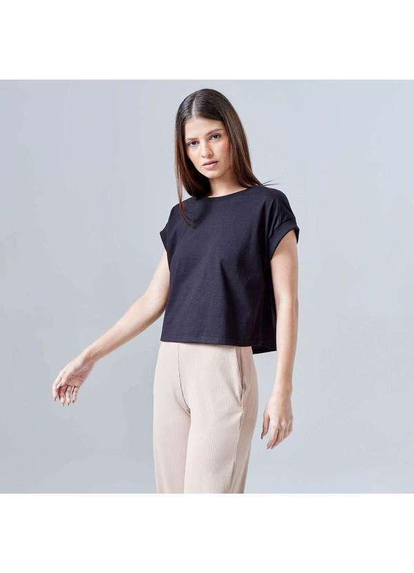 Basicamente - Blusa Tech Air Recorte Feminina Preto