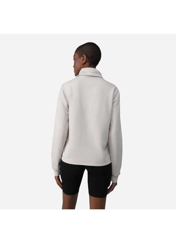 Basicamente - Blusão Tech Impermeável Moletom Flanelado Gola Rolê Feminino Bege Aveia 2