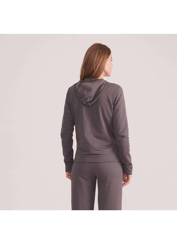 Basicamente - Jaqueta de Moletom com Zíper e Capuz Feminina Cinza Ardósia 5