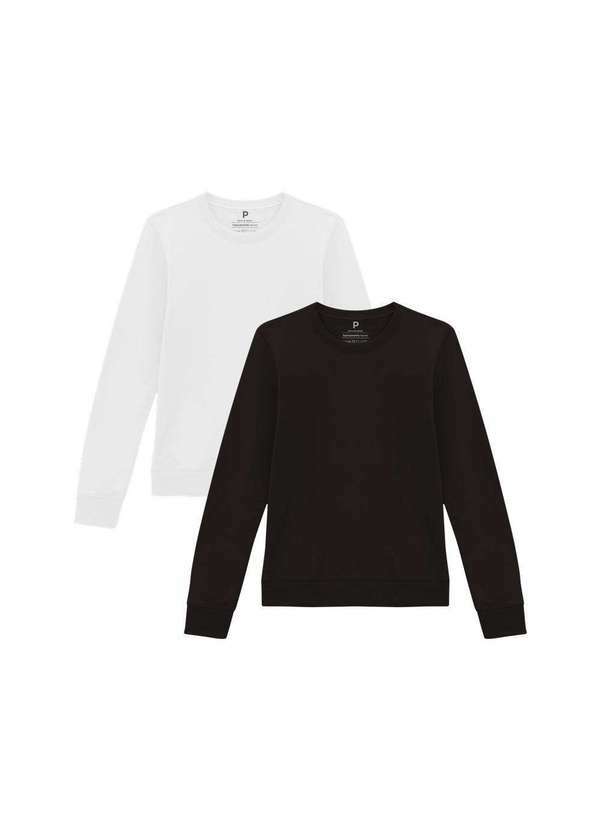 Basicamente - Kit 2 Blusões de Moletom Feminino a Branco