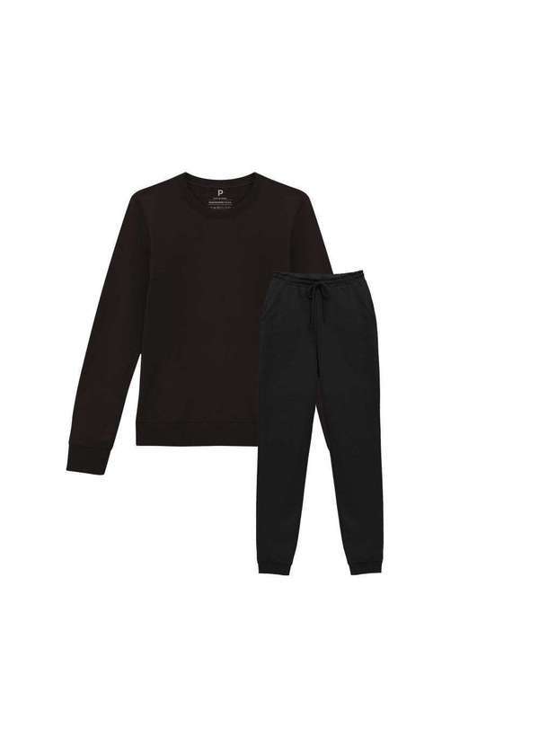 Basicamente - Conjunto Blusa Moletom e Calça Moletom Feminina Preto