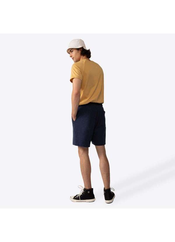 Basicamente - Bermuda Moletom Desfibrado Friso Masculina Azul Marinho 2