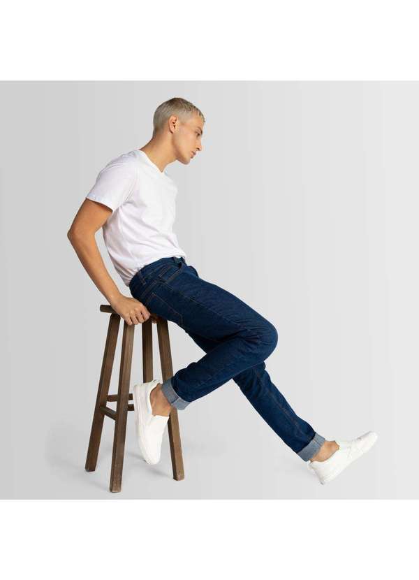 Basicamente - Calça Jeans Slim Masculina Stone Escuro