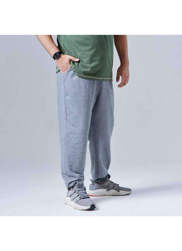 Basicamente - Calça Jogger Moletom Tech Impermeável Plus Masculina Mescla Escuro 2