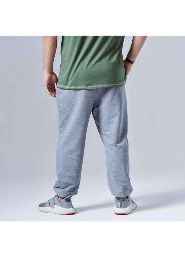 Basicamente - Calça Jogger Moletom Tech Impermeável Plus Masculina Mescla Escuro 3