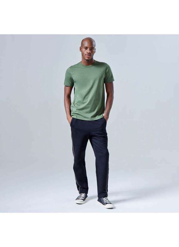 Basicamente - Calça Reta Moletom Tech Impermeável Contraste Preto