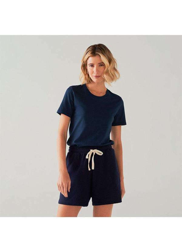 Basicamente - Camiseta Pima Feminina Azul Marinho