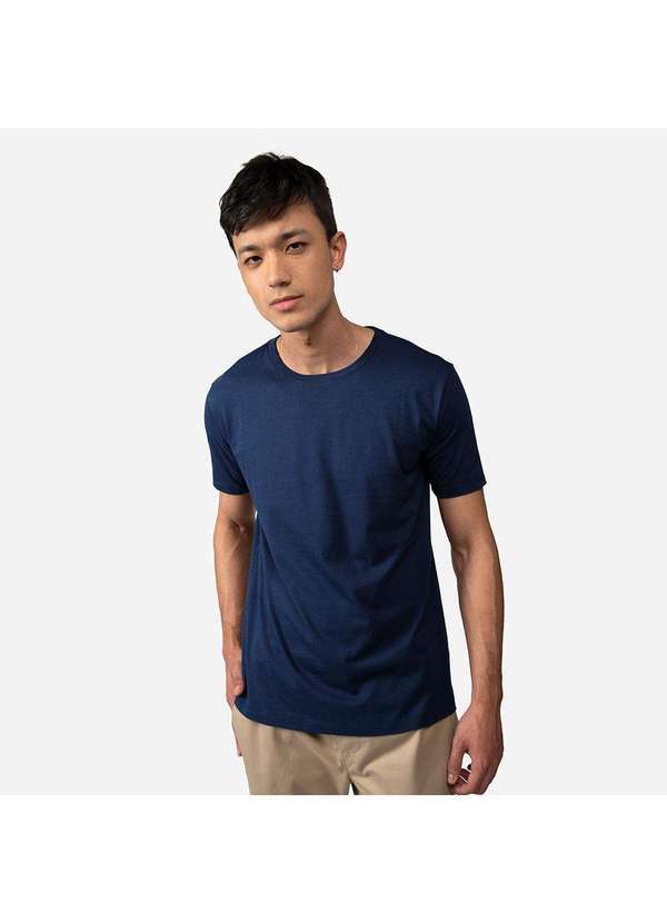 Basicamente - Camiseta Pima Masculina Azul Marinho