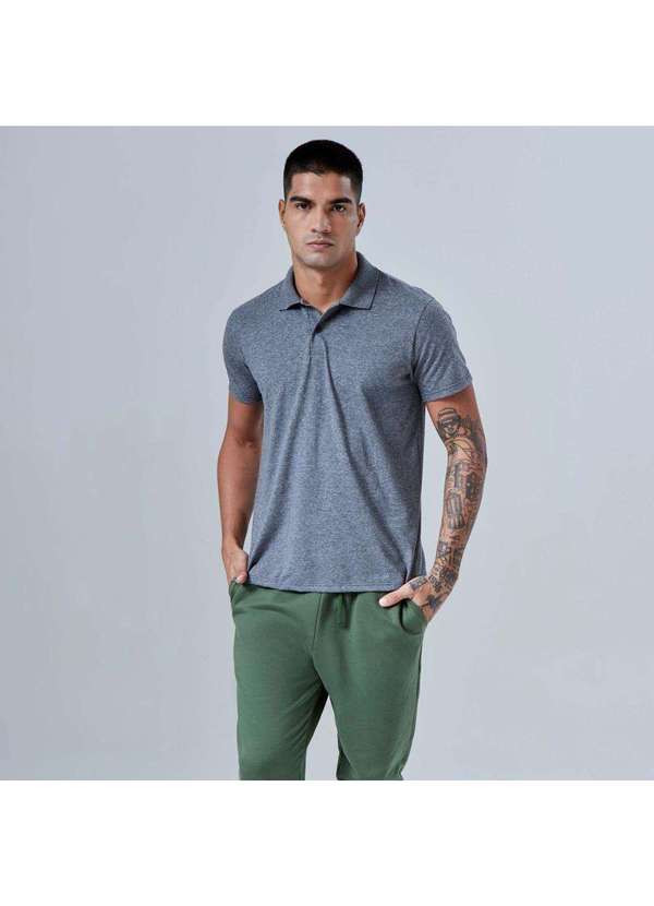Basicamente - Camisa Polo Tech Anti Odor Masculina Mescla Escuro
