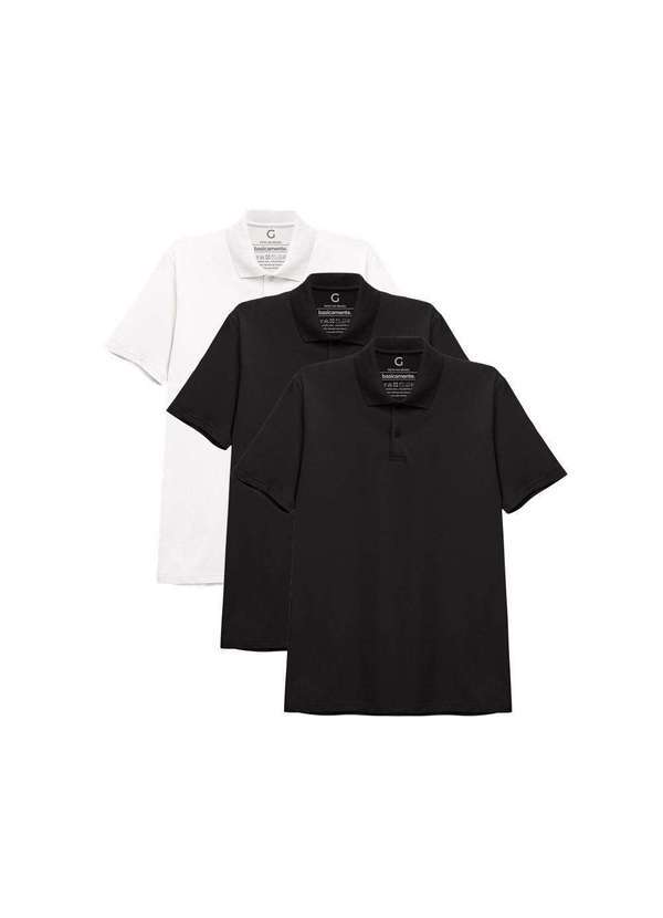 Basicamente - Kit 3 Camisas Polo Masculina a Branco