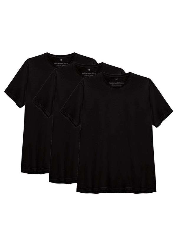Basicamente - Kit 3 Camisetas Masculinas Modal Tech Preto 3