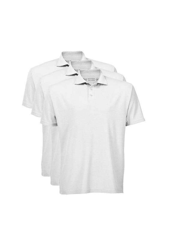 Basicamente - Kit de 3 Camisas Polo Masculinas Branco
