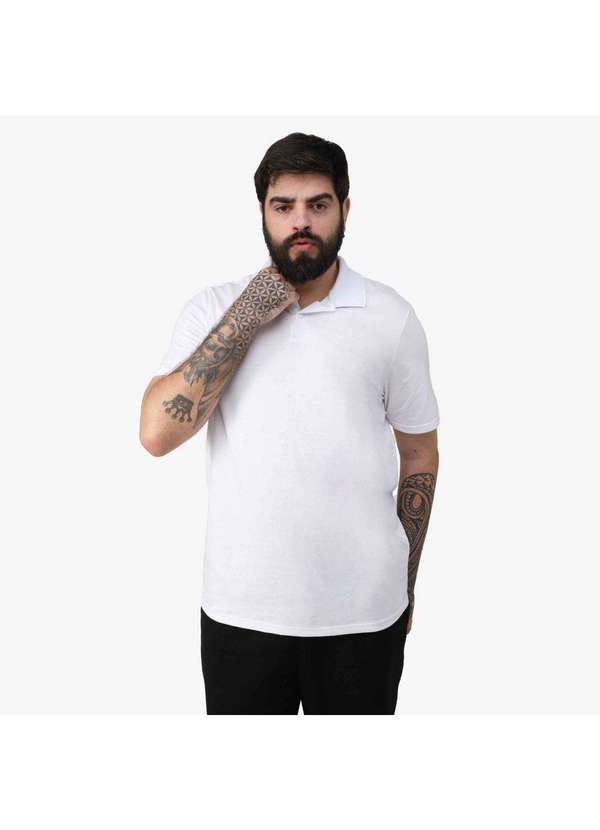 Basicamente - Camisa Polo Masculina Plus Anti Odor Tech Branco