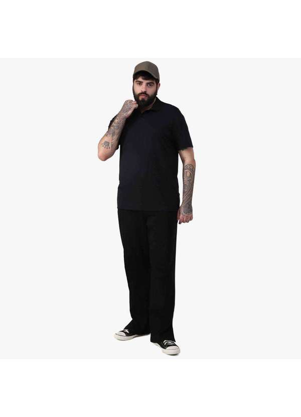 Basicamente - Camisa Polo Masculina Plus Anti Odor Tech Preto