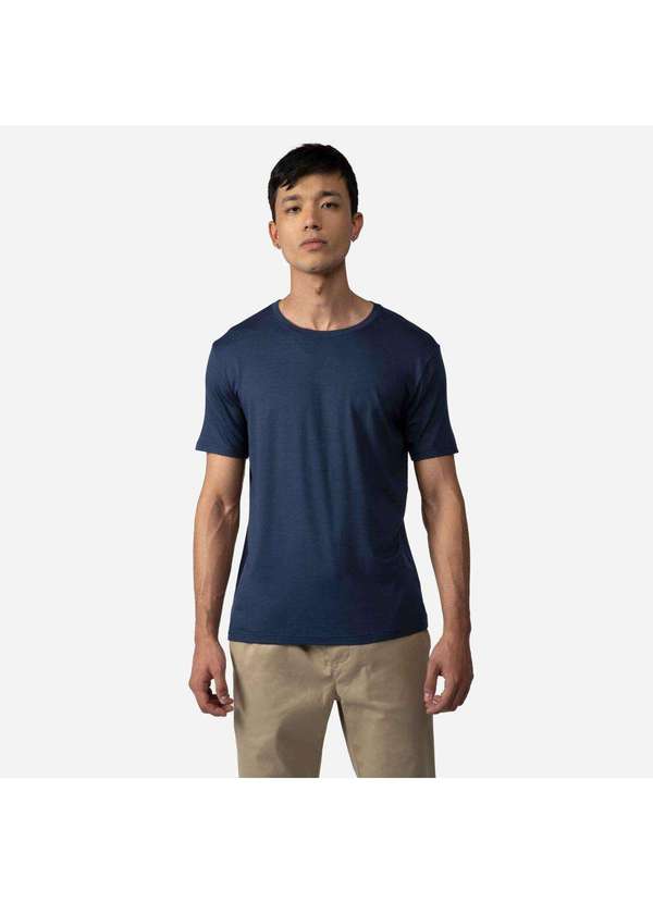 Basicamente - Camiseta Masculina Modal Premium Tech Azul Marinho
