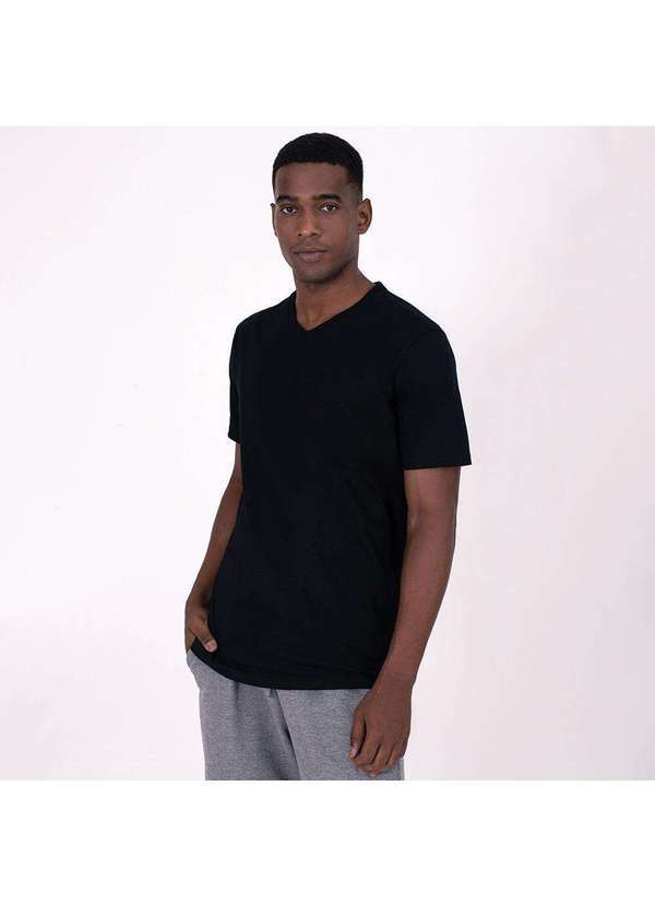 Basicamente - Kit de 5 Camisetas Básicas de Várias Cores Preto