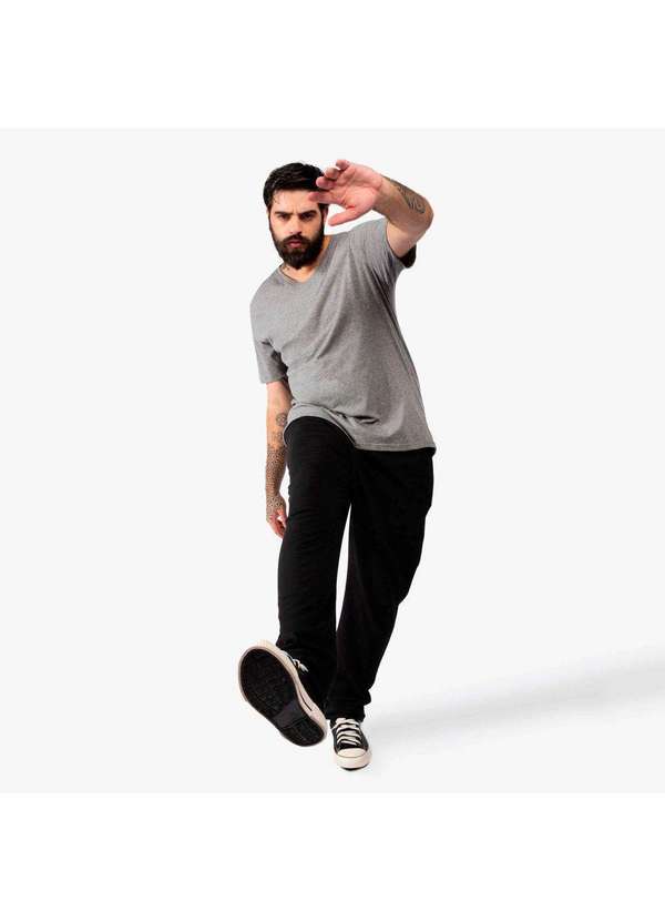 Basicamente - Camiseta Masculina Plus Anti Odor Gola V Mescla Claro 3