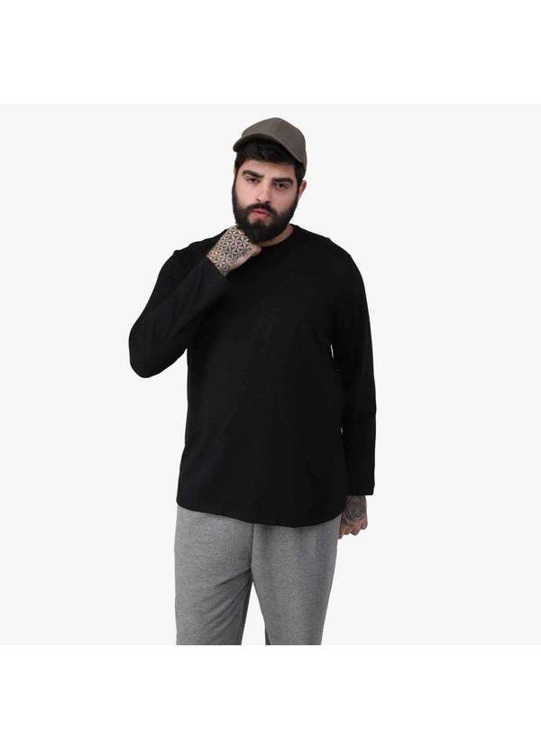 Basicamente - Tech T-Shirt Anti Odor Manga Longa Plus Masculina Preto