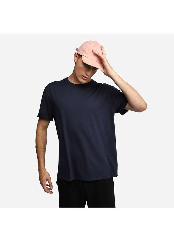 Basicamente - Camiseta Masculina Oversized Anti Odor Tech Azul Marinho