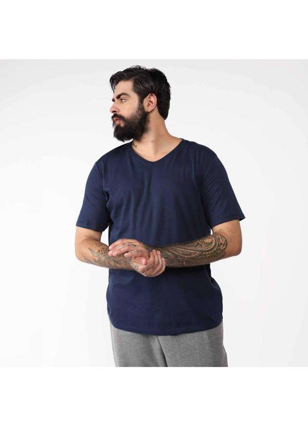 Basicamente - Camiseta Masculina Plus Impermeável Azul Marinho