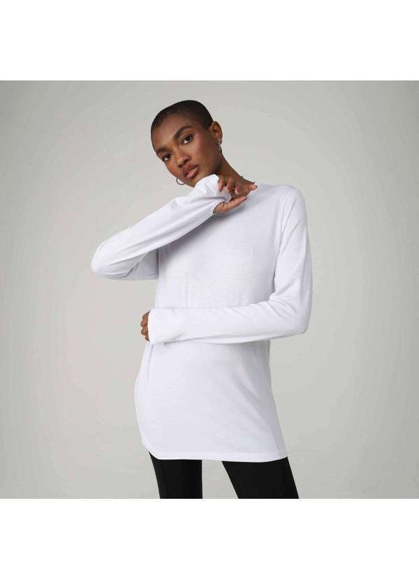 Basicamente - Camiseta Modal Manga Longa Tech Branco