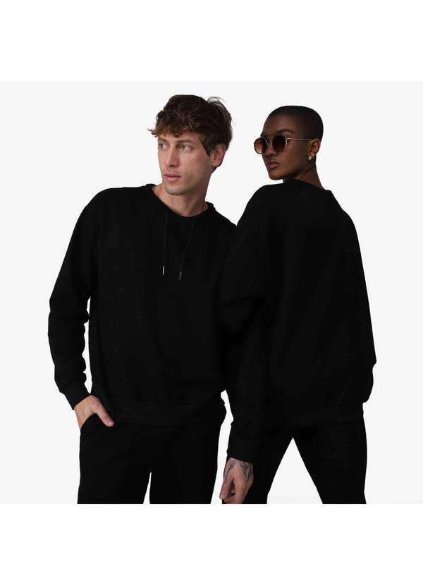 Basicamente - Blusão Moletom Impermeável Tech Preto