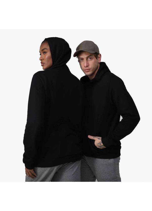 Basicamente - Blusão Tech Impermeável Moletom Flanelado Preto