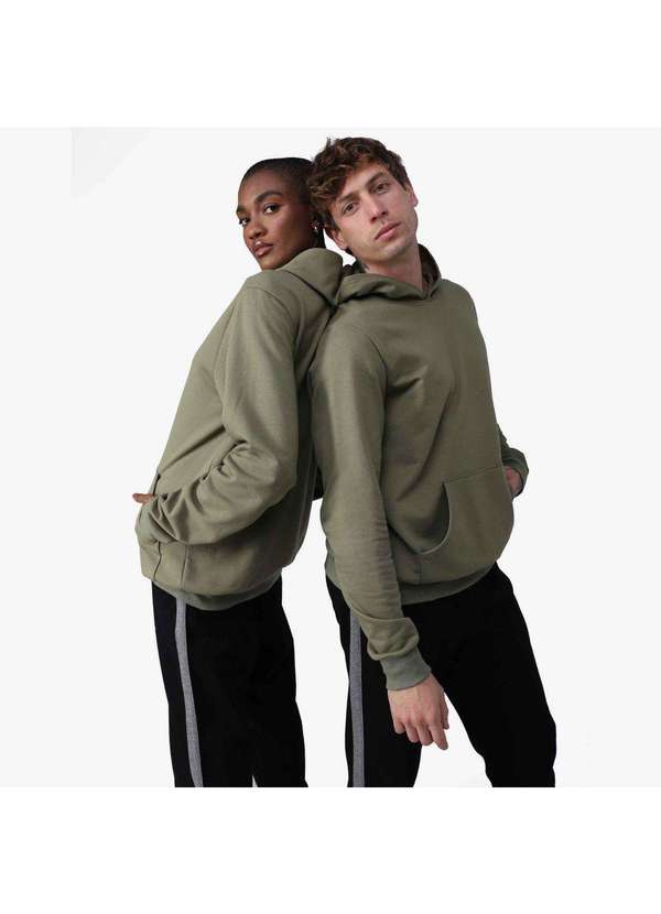 Basicamente - Blusão Tech Impermeável Moletom Flanelado Verde Militar