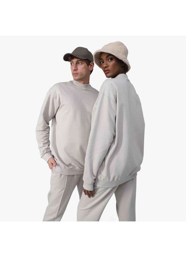 Basicamente - Blusão de Moletom Impermeável Tech Bege Aveia