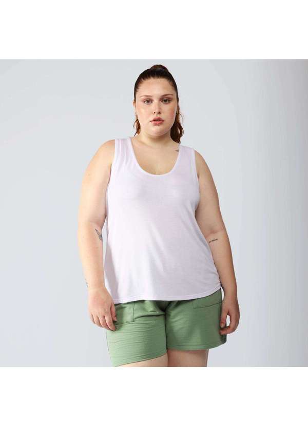 Basicamente - Regata Decote U Modal Plus Feminina Branco