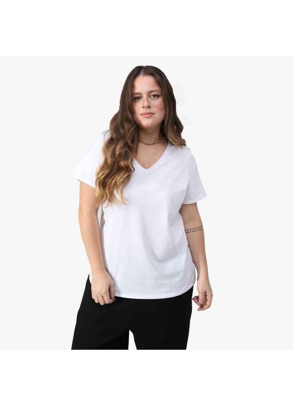 Basicamente - Camiseta Feminina Plus Slim Anti Odor Tech Branco