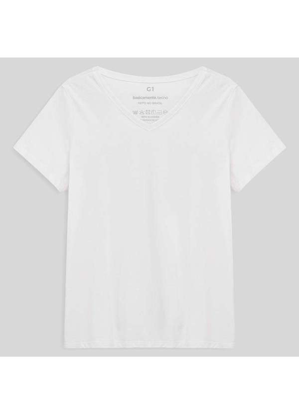 Basicamente - Camiseta Feminina Plus Impermeável Tech Branco