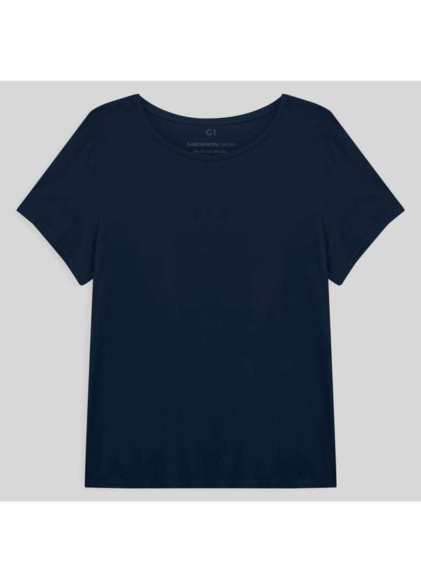 Basicamente - Camiseta Feminina Plus Modal Azul Marinho