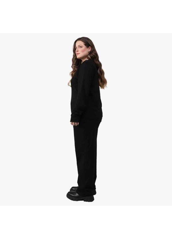 Basicamente - Blusão Tech Impermeável Moletom Flanelado Plus Feminino Preto 3