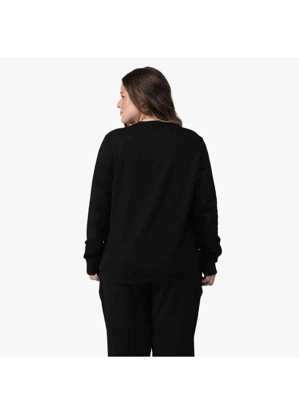 Basicamente - Blusão Tech Impermeável Moletom Flanelado Plus Feminino Preto 4