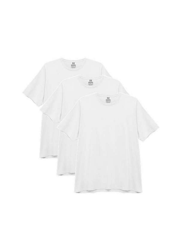 Basicamente - Kit 3 Camisetas Gola C Super Masculina Branco