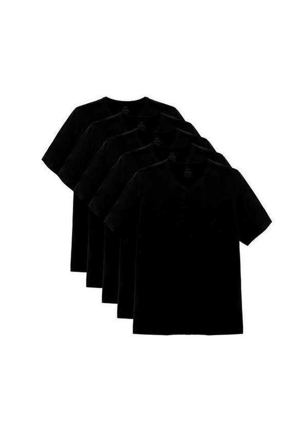 Basicamente - Kit 5 Camisetas Gola V Super Masculina Preto