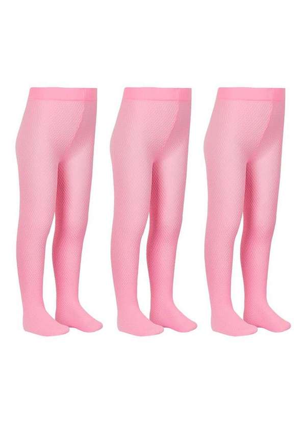 Lupo - Kit com 3 Meias Calças Bebê Fio 70 Cute Lobinha 2554-001 Rosa