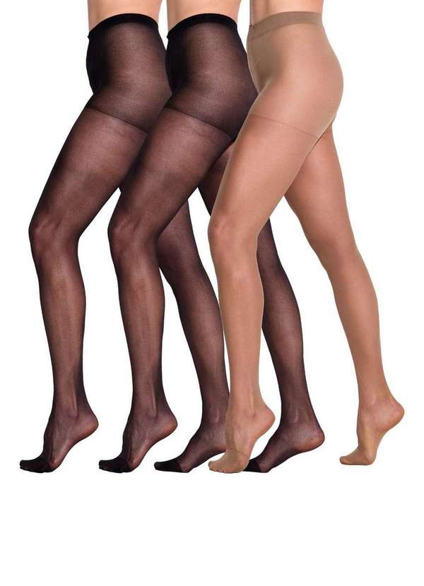 Trifil - Kit com 3 Meias Calças Fio 15 Adherence Trifil 6394 Preto-Natural