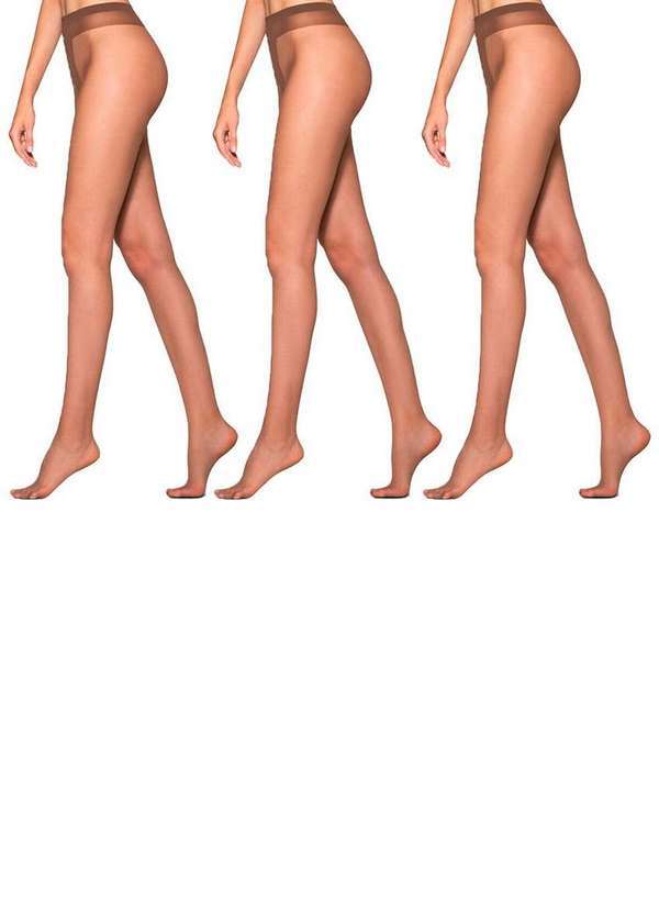 Lupo - Kit com 3 Meias Calças Fio 15 Essencial Loba 5770-002 Pó-De-Arroz