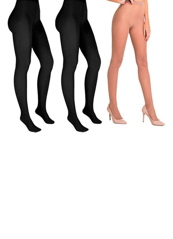 Trifil - Kit com 3 Meias Calças Fio 20 Europeu Trifil 6308 1xg Preto-Natural