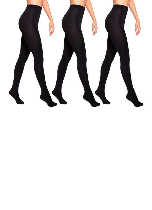 Lupo - Kit com 3 Meias Calças Fio 80 Opaca Loba 5858-001 9990-Preto