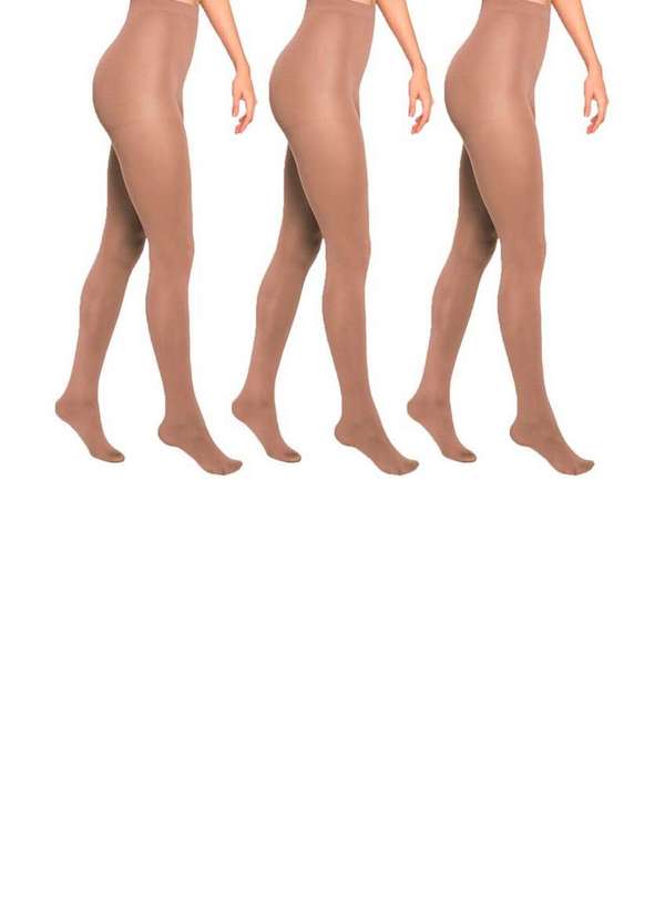 Lupo - Kit com 3 Meias Calças Fio 80 Opaca Loba 5858-001 Pó-De-Arroz