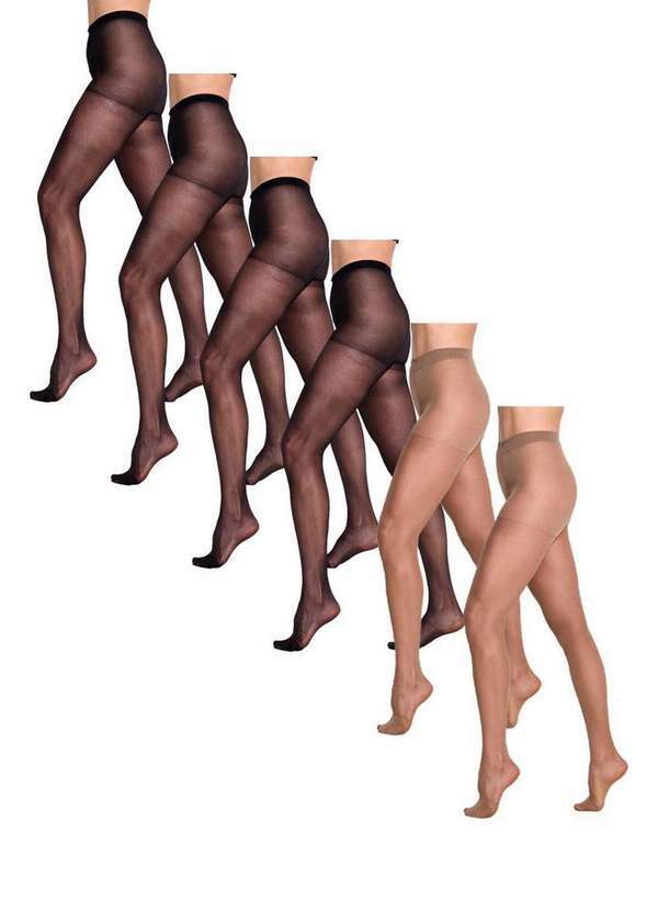 Trifil - Kit com 6 Meias Calças Fio 15 Adherence Trifil 6394 Preto-Natural