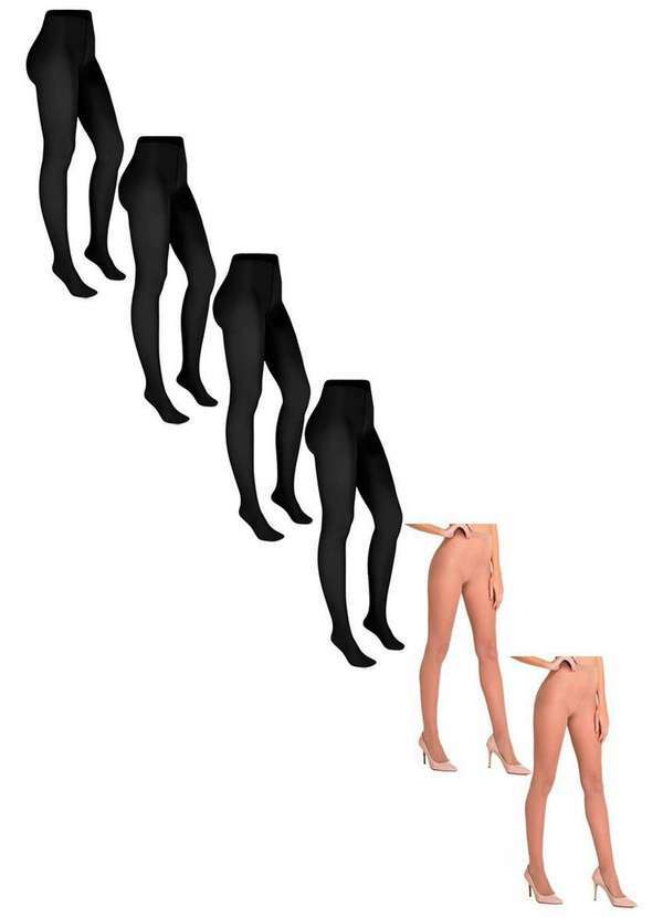 Trifil - Kit com 6 Meias Calças Fio 20 Europeu Trifil 6308 1xg Preto-Natural