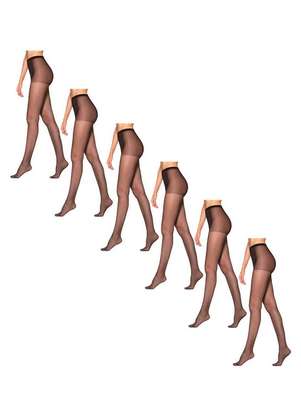 Lupo - Kit com 6 Meias Calças Fio 20 Opaca Loba 5898-001 - LUPO