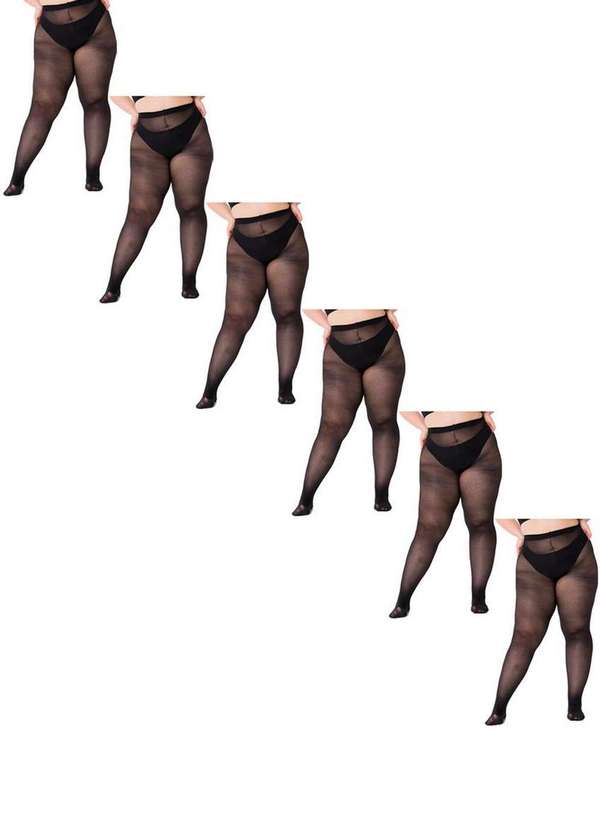 Trifil - Kit com 6 Meias Calças Fio 40 Opaca Trifil 6101 Plus Size Preto