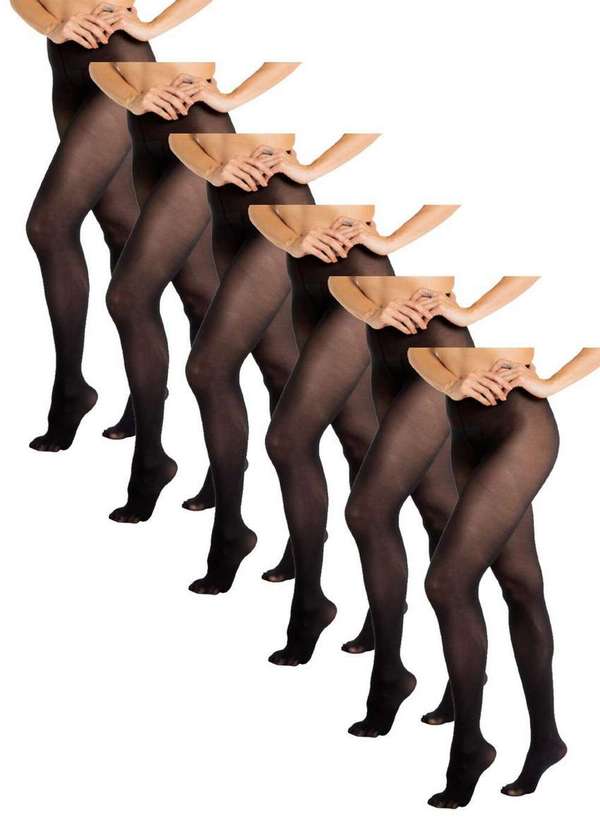 Trifil - Kit com 6 Meias Calças Fio 40 Opaca Trifil 6345 Preto